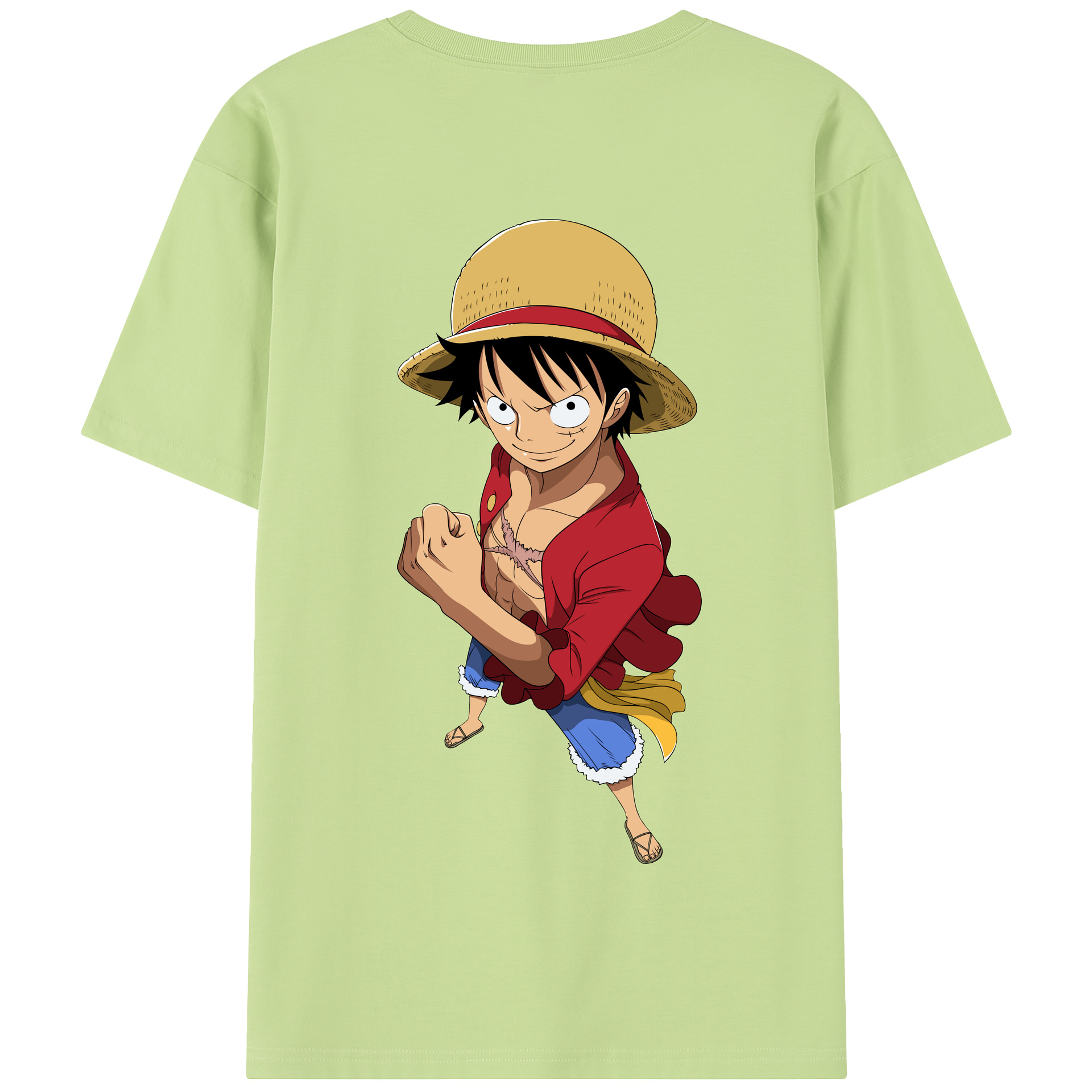 ワンピース モンキー・D・ルフィ ONE PIECE Monkey D. Luffy 綿100％半袖Tシャツ（背面プリント）